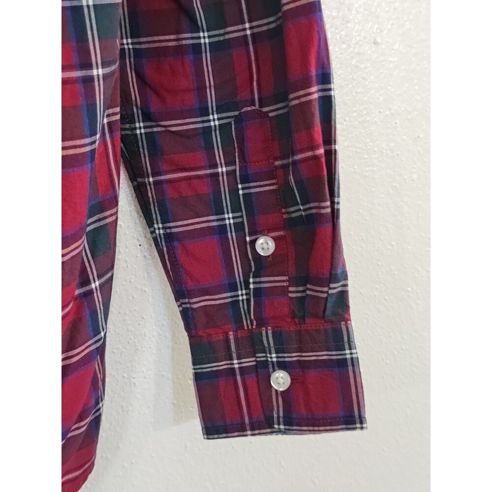Ralph Lauren Boys Plaid Check Button Down Shirt Red Green Cotton Size M 10-12 - Picture 9 of 11